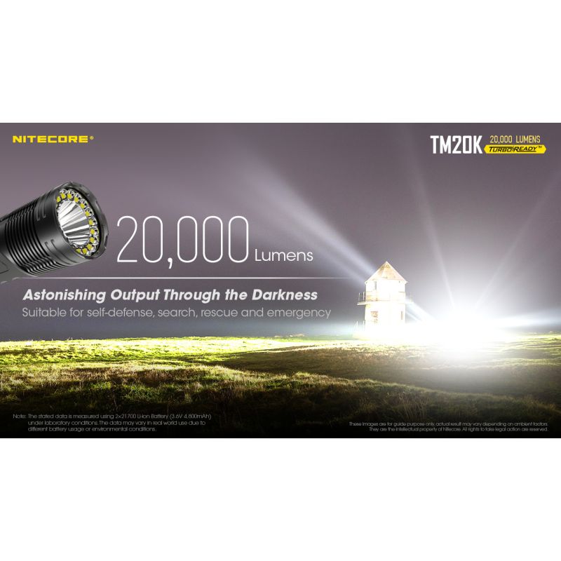 Nitecore TM20K LED svítilna 20000 lumenů USB-C dobíjecí – Outdoorová, Vysoce Výkonná, Nouzová Svítilna