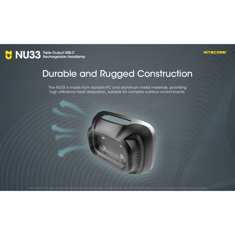 Nitecore NU33 USB-C dobíjecí 700LM čelovka, Vysoké CRI LED, Vodotěsná outdoor svítilna pro kemping!