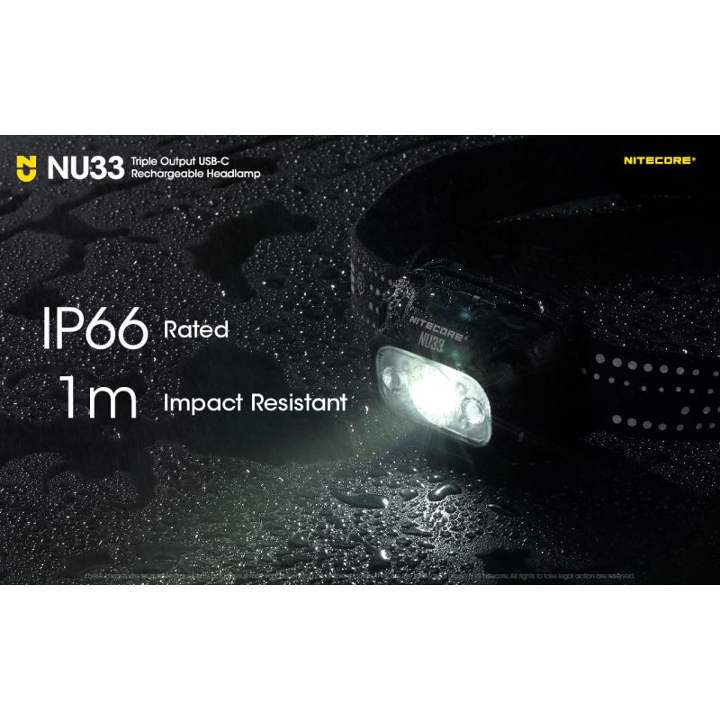 Nitecore NU33 USB-C dobíjecí 700LM čelovka, Vysoké CRI LED, Vodotěsná outdoor svítilna pro kemping!