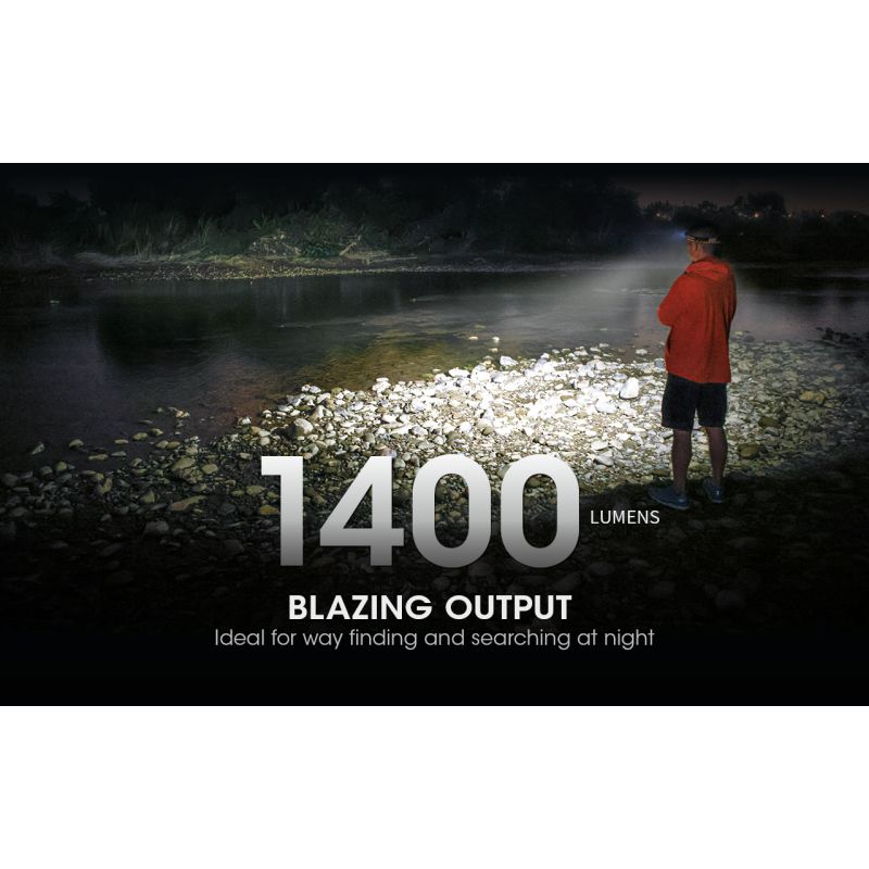 NITECORE NU43 Dobíjecí Čelovka 1400lm – Venkovní Kempování, Turistika, Rybaření – Bílá/Červená Svítilna, 3400mAh, Dlouhá Výdrž, Odolná