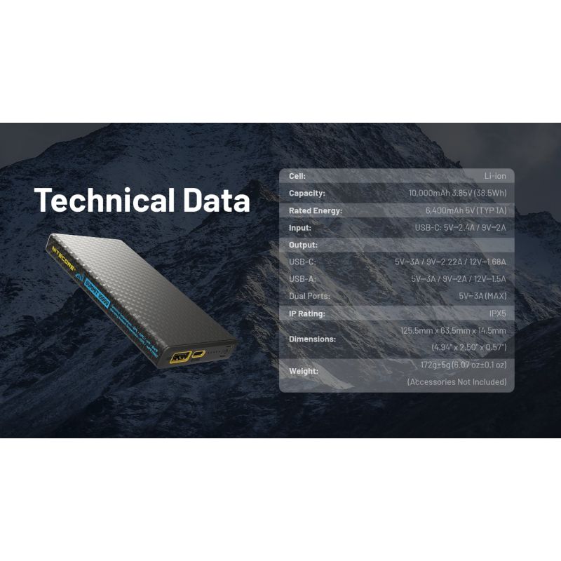 Nitecore Summit 10000 Outdoorová powerbanka do -40°C vyhřívání PD/QC 20W USB-C lehká a odolná IPX5