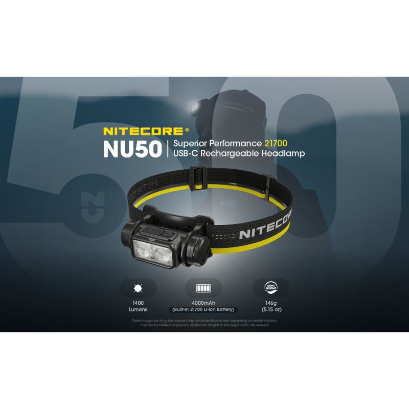 Nitecore NU50 1400 lumenů LED Čelovka – Lehká, Dobíjecí, Spolehlivá pro Outdoor i Cyklistiku