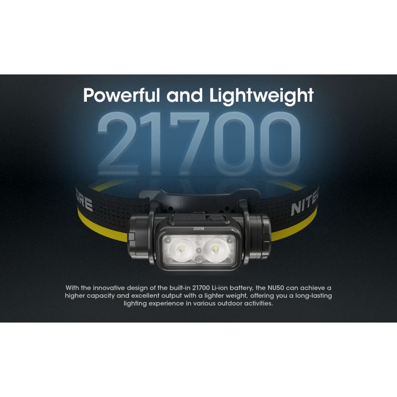 Nitecore NU50 1400 lumenů LED Čelovka – Lehká, Dobíjecí, Spolehlivá pro Outdoor i Cyklistiku