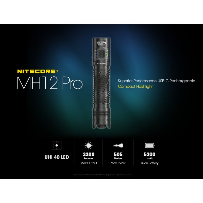 **Nitecore MH12 Pro 3300 Lumen USB-C Dobíjecí Svítilna: Venkovní Dobrodružství & Pohotovostní Robustnost!**