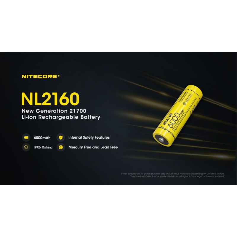 NITECORE NL2160 Dobíjecí Baterie 21700, 6000mAh Li-ion – Vysoká Kapacita, Bezpečnost pro Elektroniku!
