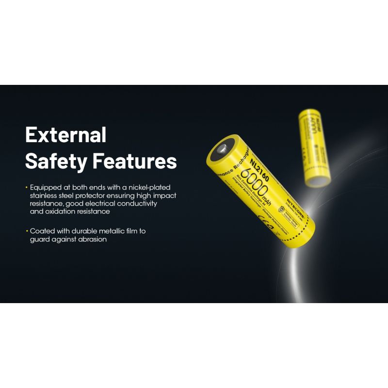 NITECORE NL2160 Dobíjecí Baterie 21700, 6000mAh Li-ion – Vysoká Kapacita, Bezpečnost pro Elektroniku!