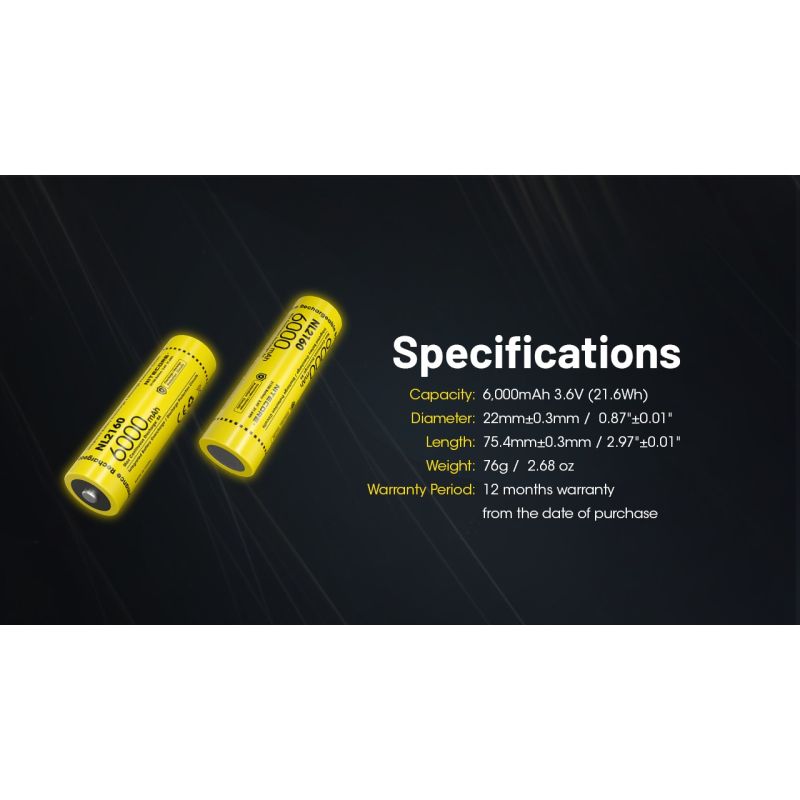 NITECORE NL2160 Dobíjecí Baterie 21700, 6000mAh Li-ion – Vysoká Kapacita, Bezpečnost pro Elektroniku!