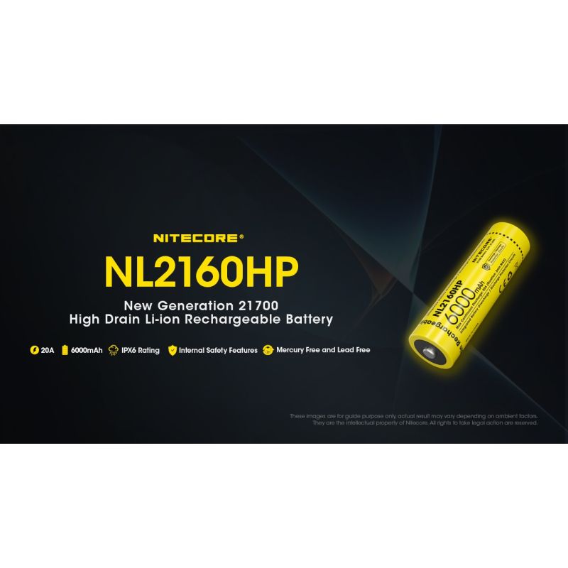 NITECORE NL2160HP 6000mAh 21700 USB-C dobíjecí baterie, vysoká kapacita, kompaktní na cesty