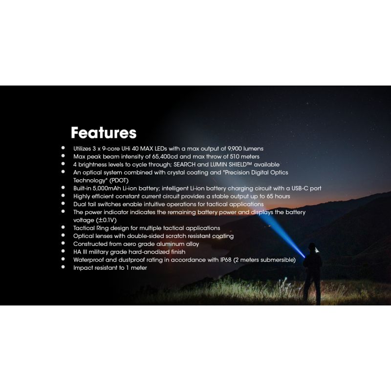 Nitecore TM9K PRO: 9900 lumenů, USB-C, 510m dosah | Výkonná Pátrací & Záchranná Svítilna