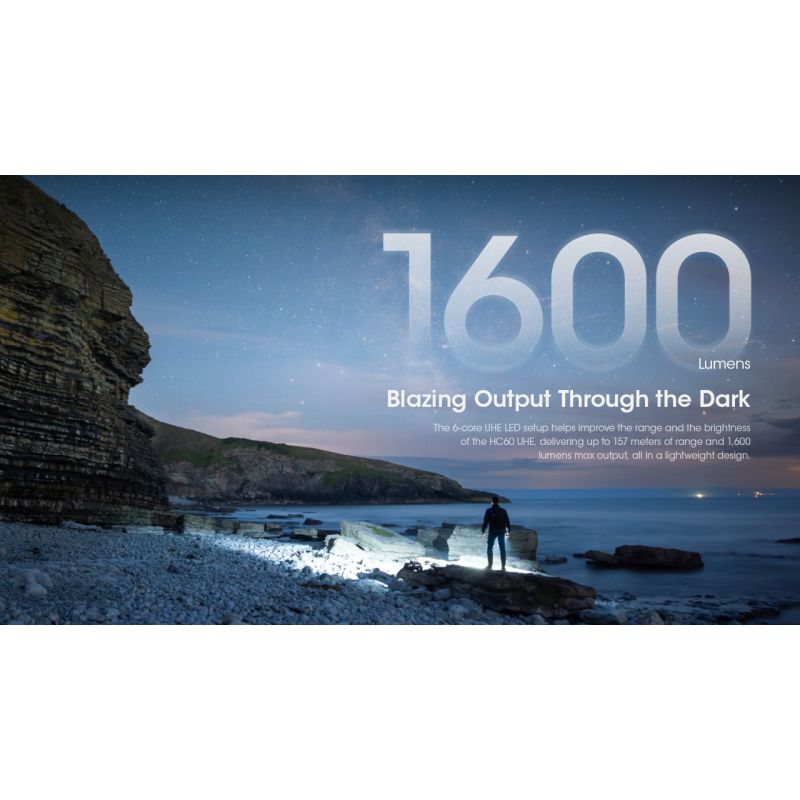 Nitecore HC60 UHE LED dobíjecí světlo 1600 lumenů, outdoorové, robustní design, dlouhá výdrž