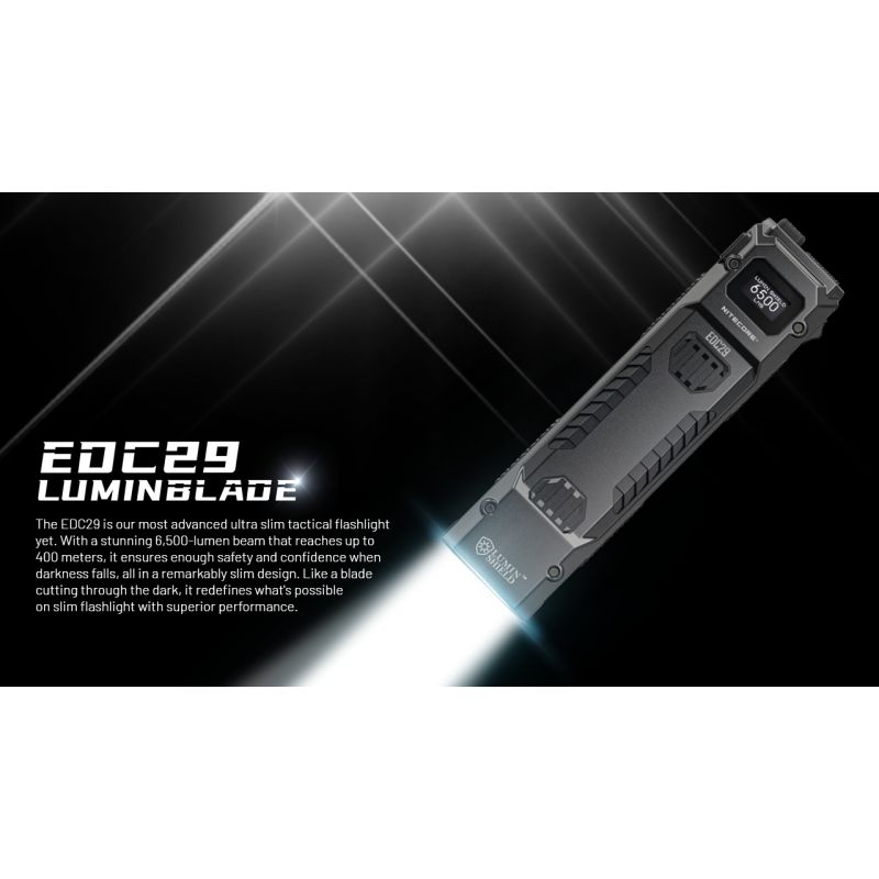 NITECORE EDC29: 6500 Lumenů USB-C Svítilna, Vysoká Svítivost, Multifunkční Lehká EDC Svítilna