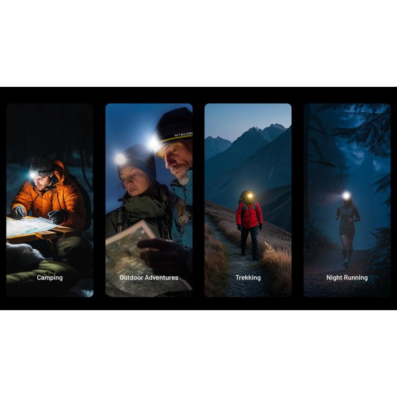 NITECORE NU25 MCT LED Čelovka – 400lm Dvoupaprsková s USB-C pro Outdoor, Turistiku & Kempování