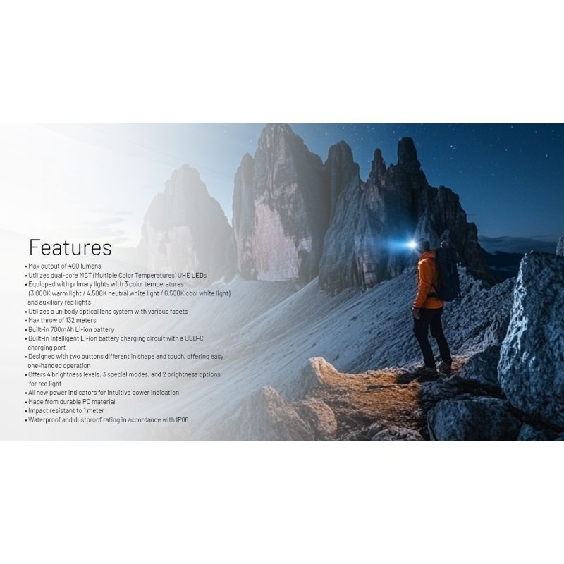 NITECORE NU25: Vylepšená 400 lumenů USB-C Čelovka pro Turistiku a Kempování, Lehká a Odolná