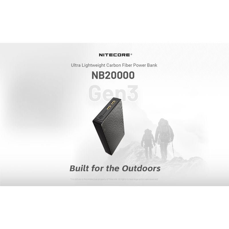 Nitecore NB20000 Gen3 20000mAh Power Banka s USB-C QC, Lehká Rychlonabíječka pro Cestování