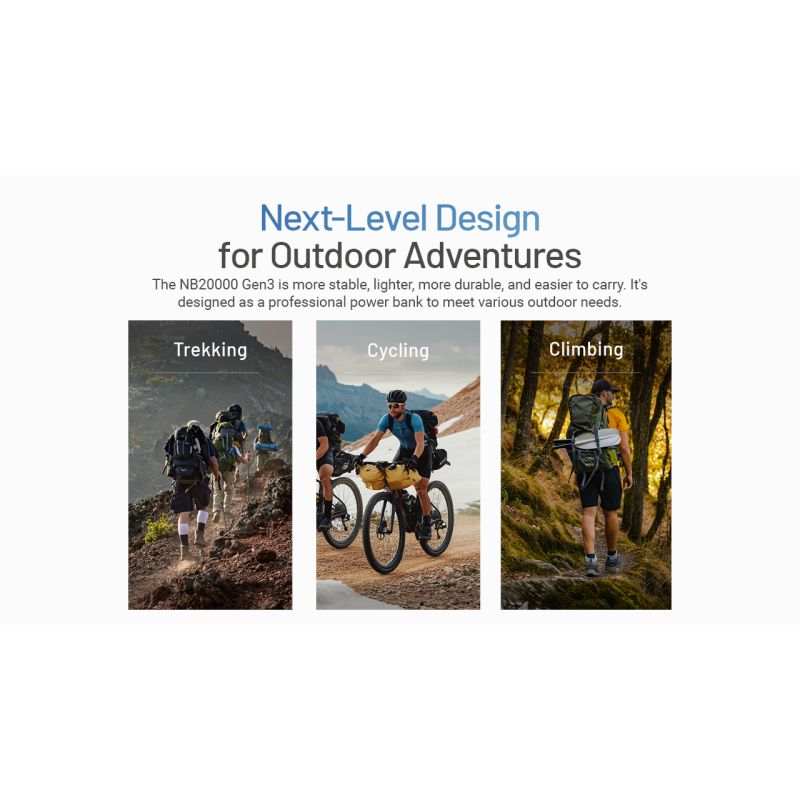 Nitecore NB20000 Gen3 20000mAh Power Banka s USB-C QC, Lehká Rychlonabíječka pro Cestování