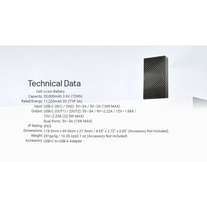 Nitecore NB20000 Gen3 20000mAh Power Banka s USB-C QC, Lehká Rychlonabíječka pro Cestování