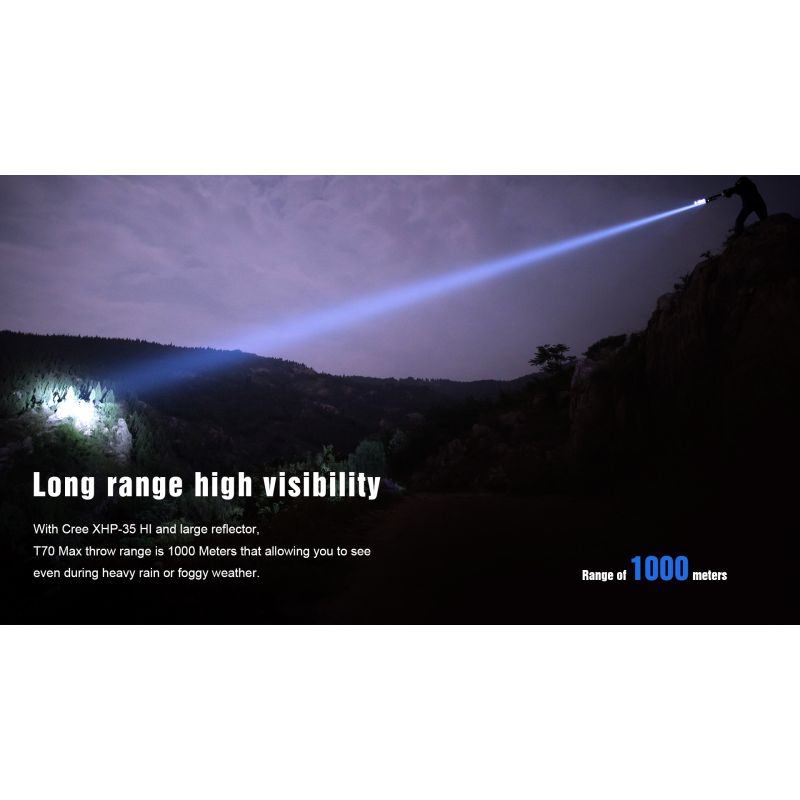 Trustfire T70: Výkonná 2300lm dobíjecí LED svítilna pro kempování, turistiku a lov. Spolehlivé osvětlení!