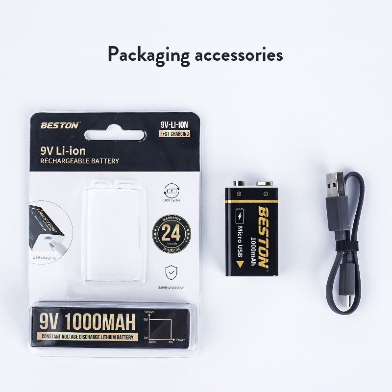 Beston 9V 1000mAh Li-ion dobíjecí Micro USB baterie pro RC vrtulník – ekologická, dlouhá výdrž!