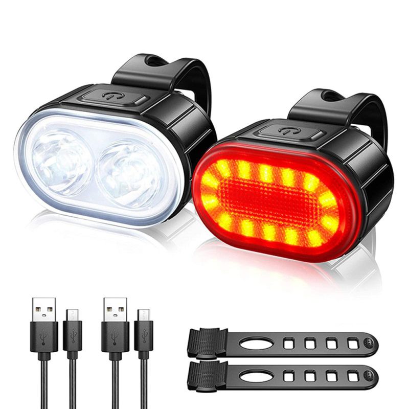 USB dobíjecí světlo na kolo vodotěsné bílé přední a červené zadní světlo cyklistická bezpečnost LED světla