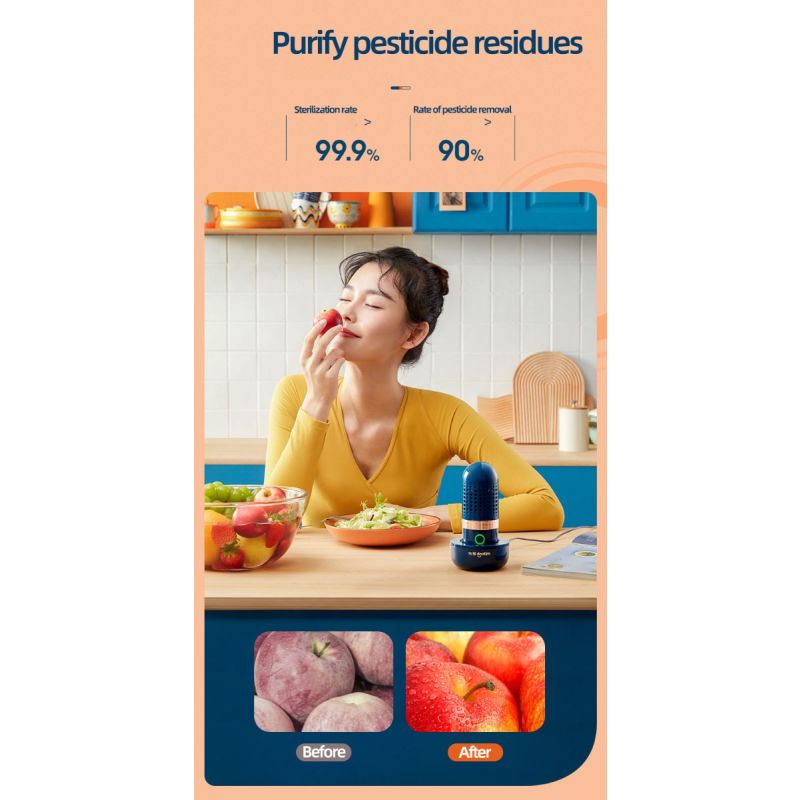 Donlim Čistič Ovoce & Zeleniny - Bezpečnost Potravin Ozonizér pro Zdravý Životní Styl, Dobíjecí, Intuitivní Design