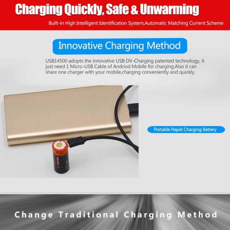 Nabíjecí 16340 Li-ion baterie 650mAh 3.7V s Micro USB – Dlouhá životnost a efektivní nabíjení