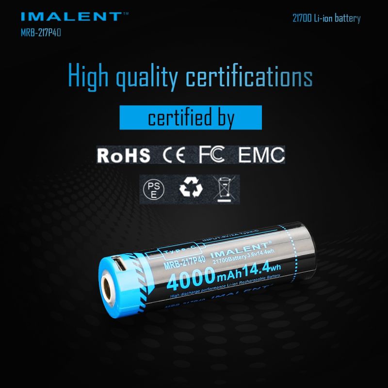 IMALENT MRB-217P40 Baterie 21700 4000mAh Dobíjecí Type-C | Vysoká Kapacita pro Svítilny Elektroniku