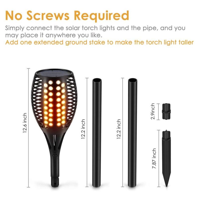 Solární pochodně: Inovované venkovní osvětlení s realistickým efektem plamene, vodotěsné pro kouzelnou zahradu.