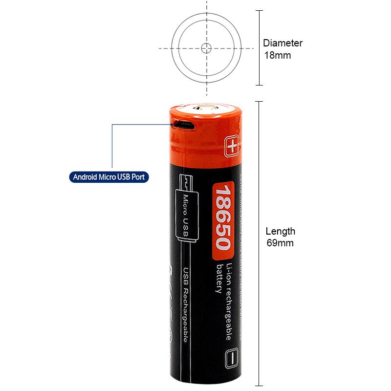 18650 2600mAh Li-ion baterie 3.7V s Micro USB dobíjením | Dlouhá životnost a spolehlivý výkon