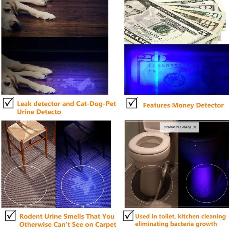 UV svítilna UltraFire WF-502B – 395nm LED pro detekci moči a ověření dokladů. Kompaktní, nastavitelný fokus.