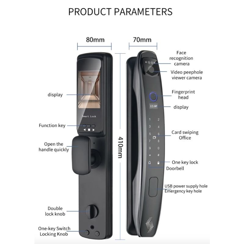 3D Inteligentní Zámek Dveří s Kamerou | Biometrické Odemykání & Smart Home Security pro Klidnou Mysl