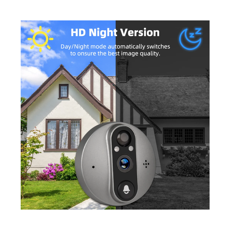 Tuya Smart 1080P WiFi kukátková kamera s PIR, HD noční vidění, 120° úhel pro domácí bezpečnost