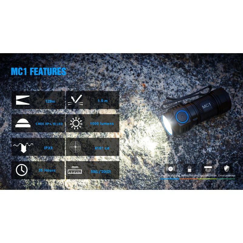 TrustFire MC1 Baton XP-L HI 1000lm LED svítilna | Mini EDC klíčenka | Kompaktní dobíjecí světlo