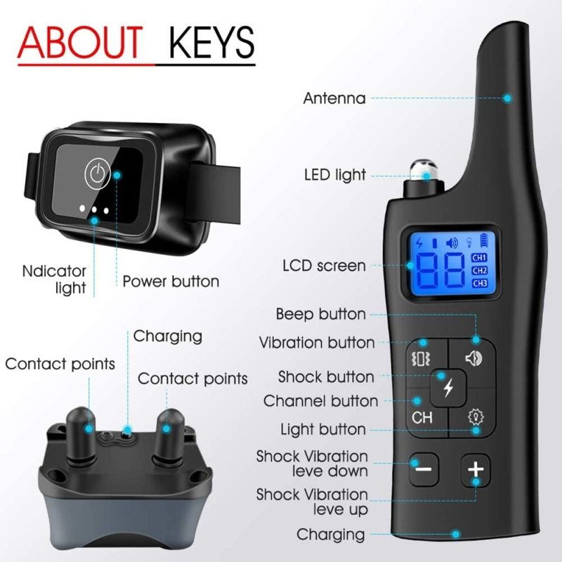 800m Tréninkový Obojek pro Psy X800 | 3 Režimy, Dálkové Ovládání | Korekce Chování pro Všechny Velikosti