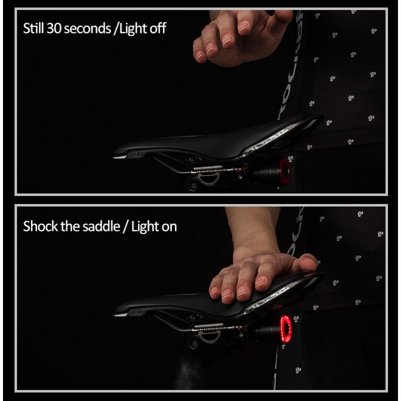 ROCKBROS Q5 Chytré Cyklistické Světlo s Automatickým Brzdovým Světlem, IPX6 Vodotěsné LED Zadní Světlo pro Bezpečnost a Viditelnost Cyklistů