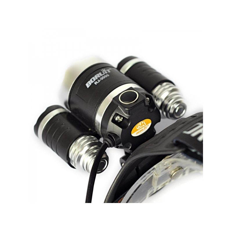 Boruit RJ-3000 Vodotěsná LED Čelovka s 1000lm T6 Bílé & XPE R5 Zelené Světlo pro Outdoorové Osvětlení