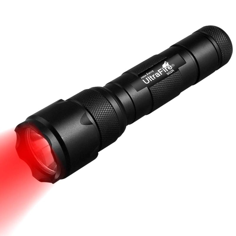 UltraFire WF-502B kompaktní LED svítilna XP-E2 červená vodotěsná IPX65 pro lovecké a astronomické aktivity