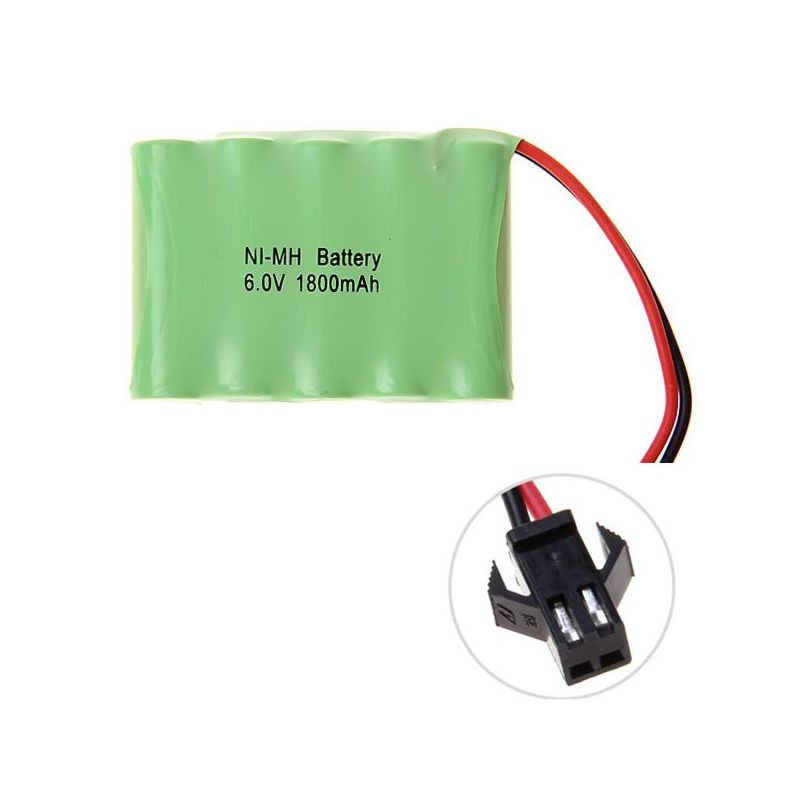 Ekologická 6V AA 1800mAh Ni-MH dobíjecí baterie s SM konektorem pro hračky a dálkově ovládaná vozidla