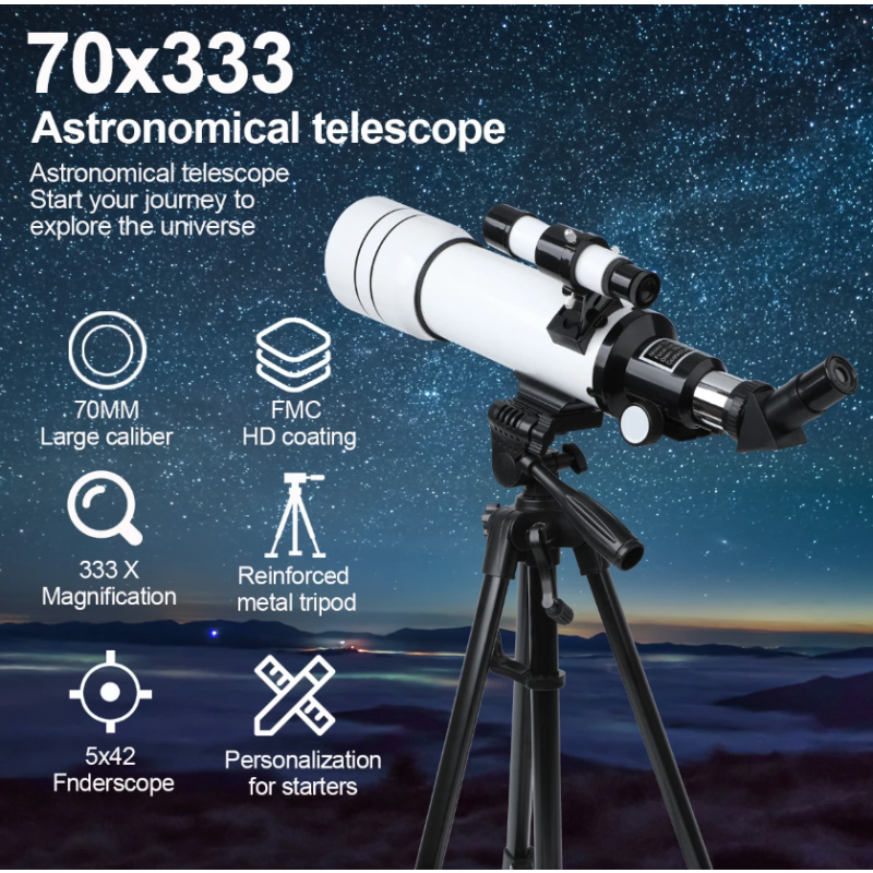 Bossdun 333X Dětský Profesionální Astronomický Dalekohled pro Průzkum Vesmíru & Pozorování Měsíce