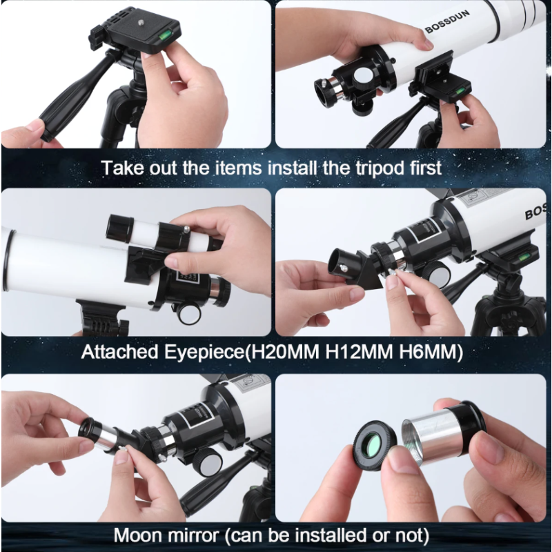 Bossdun 333X Dětský Profesionální Astronomický Dalekohled pro Průzkum Vesmíru & Pozorování Měsíce