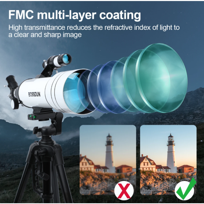 Bossdun 333X Dětský Profesionální Astronomický Dalekohled pro Průzkum Vesmíru & Pozorování Měsíce