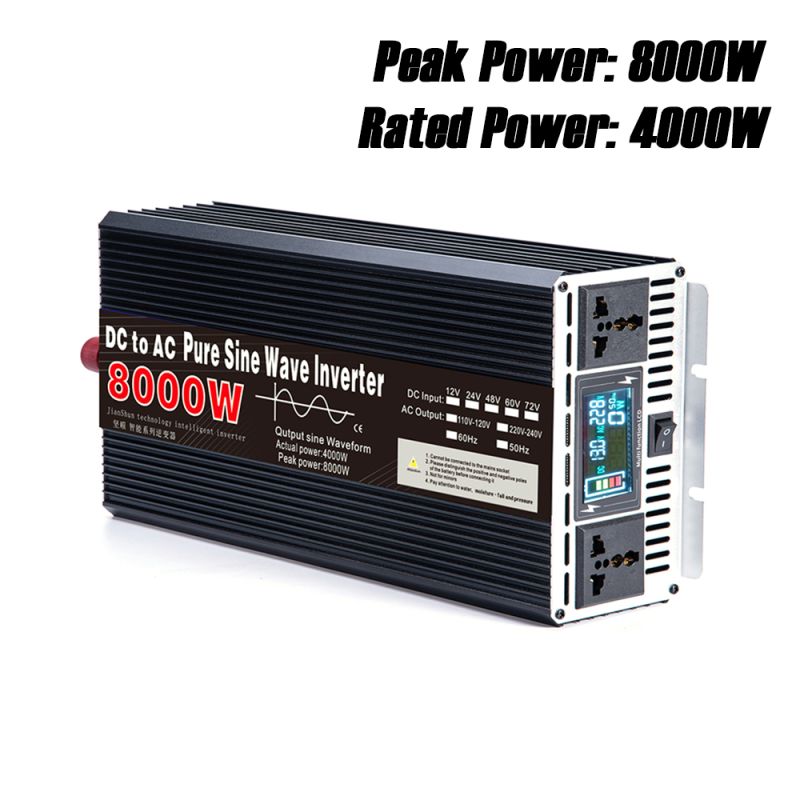 Čistá vlna Měnič napětí 3000W-8000W pro Off-Grid DC 12V/24V na AC 110V/220V Obytný vůz