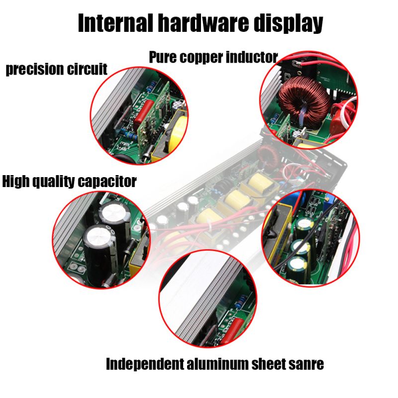 Čistá vlna Měnič napětí 3000W-8000W pro Off-Grid DC 12V/24V na AC 110V/220V Obytný vůz