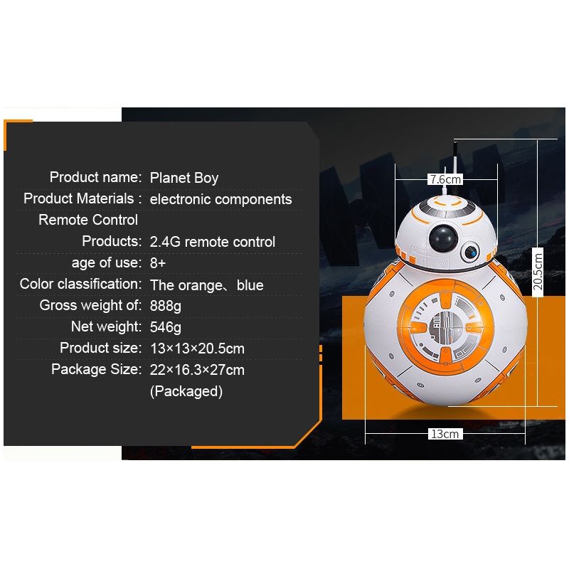 RC BB-8 Star Wars Inteligentní Robot Hračka pro Děti – 360° Rotace, Magnetická Suspenze, Dálkové Ovládání