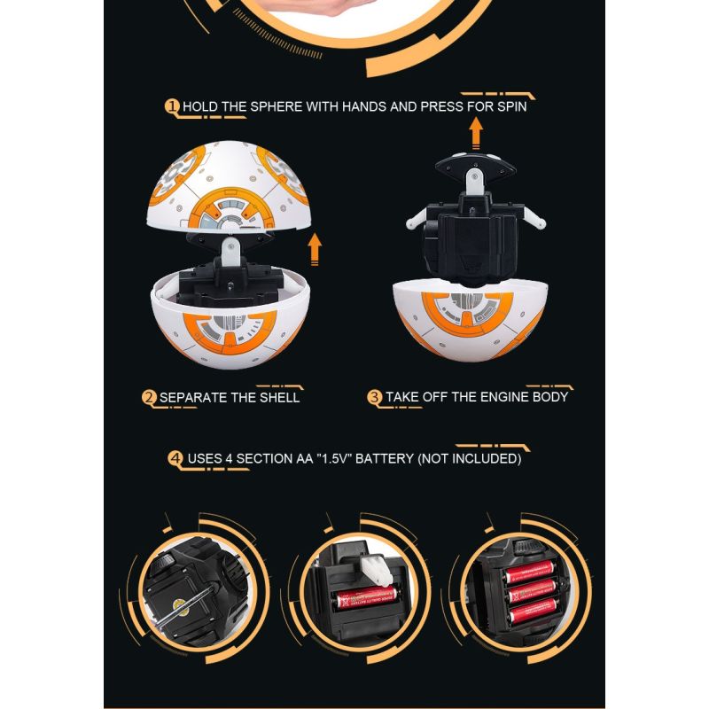 RC BB-8 Star Wars Inteligentní Robot Hračka pro Děti – 360° Rotace, Magnetická Suspenze, Dálkové Ovládání