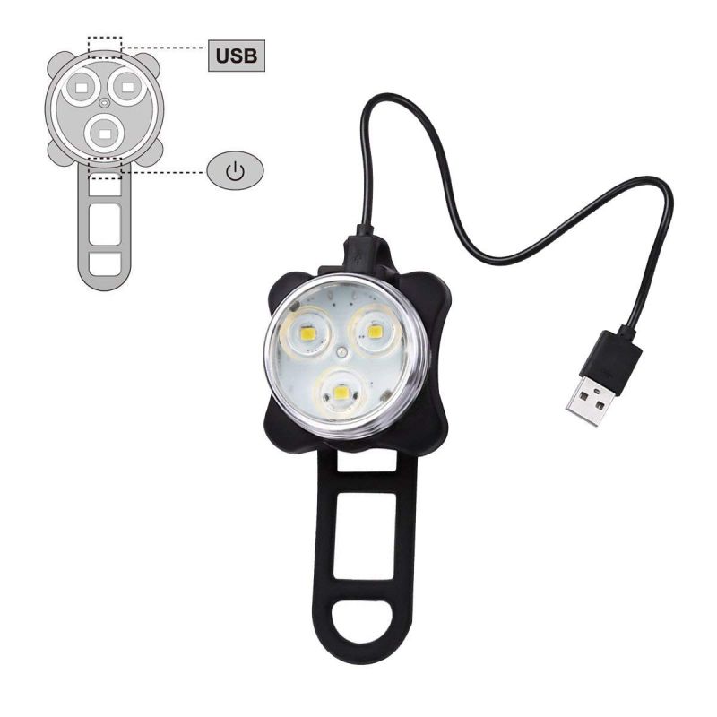 **USB dobíjecí světlo na kolo HJ-030 | Vodotěsné 3 LED přední světlo | 4 režimy | Cyklistická bezpečnost**