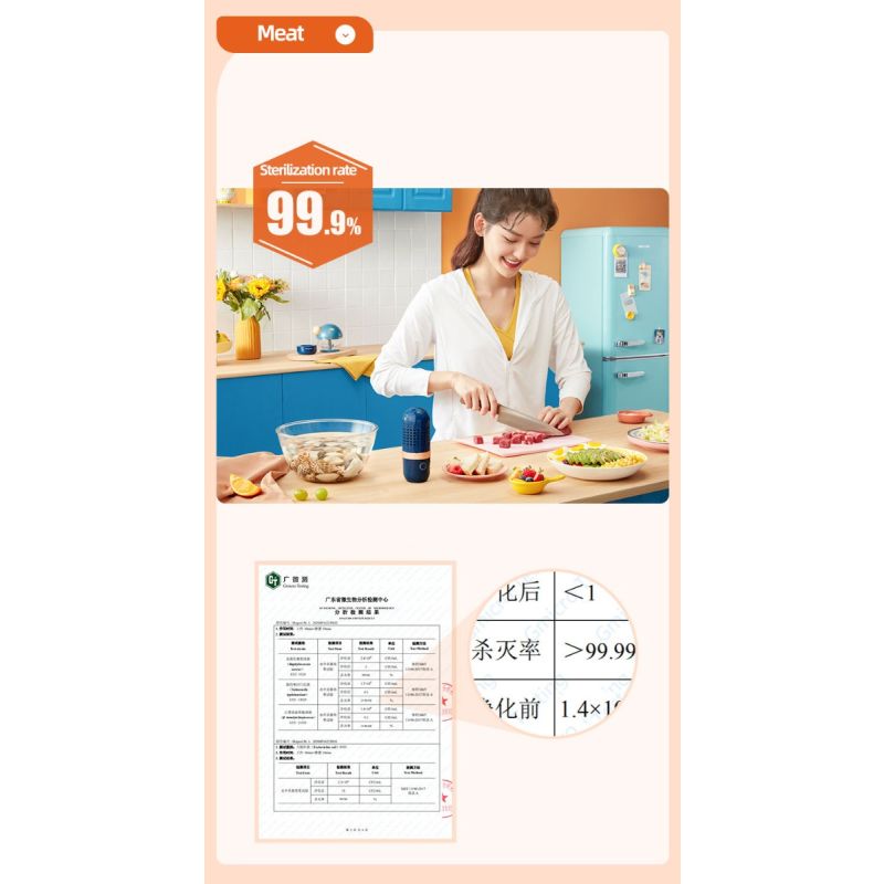 Donlim Čistič Ovoce & Zeleniny - Bezpečnost Potravin Ozonizér pro Zdravý Životní Styl, Dobíjecí, Intuitivní Design