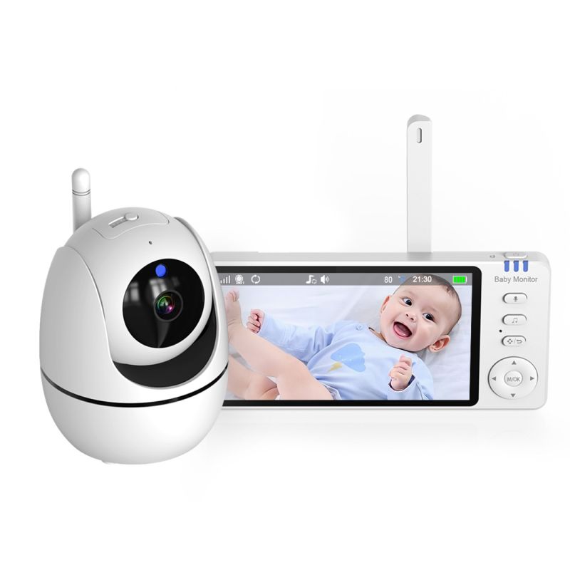 Video chůvička ABM501 2.4G bezdrátová 5.0palcový LCD noční vidění dvoupásmový zvuk dětský monitor bezpečnost