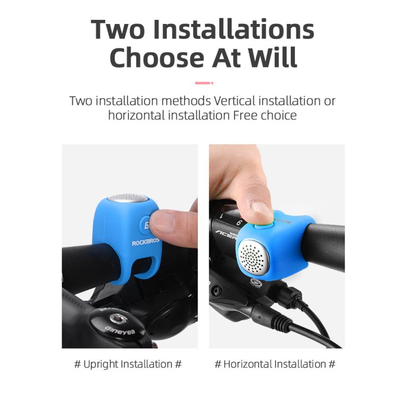 ROCKBROS Elektrický Cyklo Zvonek 110 dB – Vodotěsný MTB Doplněk pro bezpečnou jízdu! Esenciální k personalizaci.