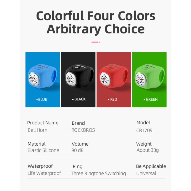 ROCKBROS Elektrický Cyklo Zvonek 110 dB – Vodotěsný MTB Doplněk pro bezpečnou jízdu! Esenciální k personalizaci.