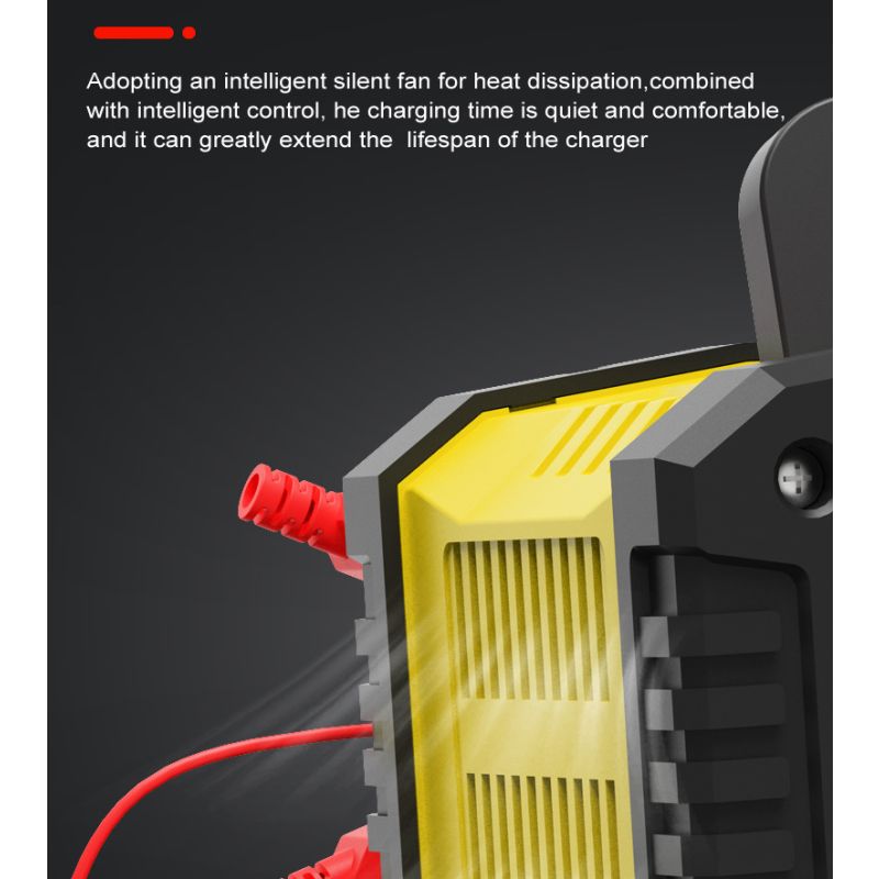 FOXSUR 12V/24V Přenosná nabíječka autobaterií pro motocykl, nákladní auto – LiFePO4, AGM, Automatické 7-stupňové nabíjení